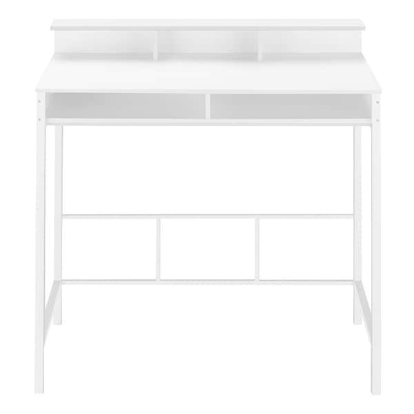 Computer Desk, Home Office, Standing, Storage Shelves, 48L, Work, Laptop, Metal, Laminate, White